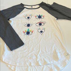 Tea Collection - Dark Gray and White Tee, Eye Screen Print